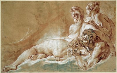 ナイアスとトリトン Drawing a la sanguine et au crayon by Francois Boucher (1703-1770) 1753 Sun. 0,29x0,46 m Paris, Musee du Louvre 作： François Boucher