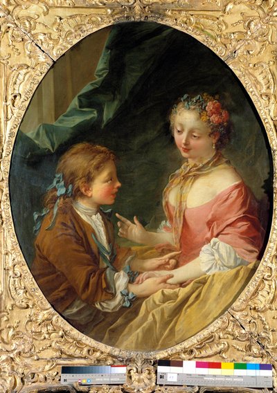 3つのものを1つにする？勇敢な場面。フランソワ・ブーシェ（1703-1770）による絵画。1734年 個人蔵 作： François Boucher