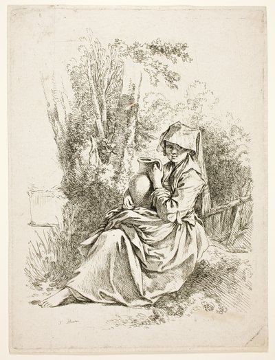 水差しを持つ農婦 作： François Boucher