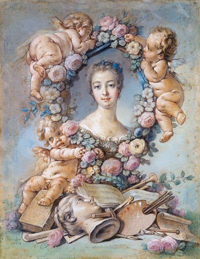 ポンパドール侯爵夫人の肖像 (1721-1764) (ポンパドール夫人として知られるジャンヌ・アントワネット・ポアソン) 作： François Boucher