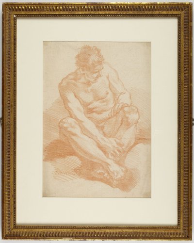 足首を交差させて座っている男性 作： François Boucher