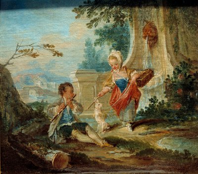 フランソワ・ブーシェ（1703-1770）の「ウサギのサヴァン」の絵 作： François Boucher