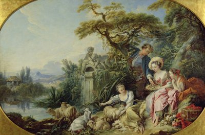 羊飼いの贈り物または、巣（キャンバスに油彩） 作： François Boucher
