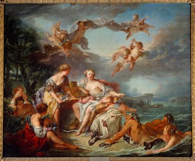 ヨーロッパの誘拐」。フランソワ・ブーシェ（1703-1770）の絵 作： François Boucher