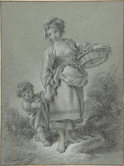 女性と少年 作： François Boucher