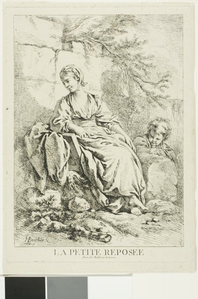 休んでいる若い女性 作： François Boucher