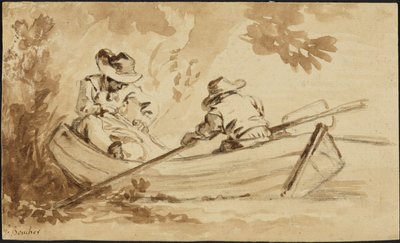 ボートに乗った二人の男性 作： François Boucher