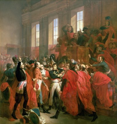 1840年1799年11月10日、セントクラウドでのボナパルトと500名の評議会 作： Francois Bouchot