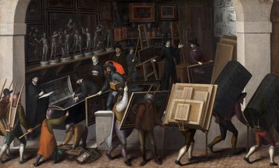 画家のスタジオの内容の没収、1590年頃 作： Francois Bunel