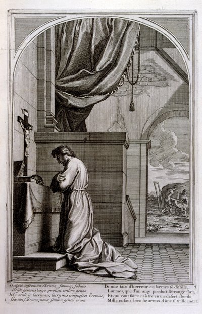 フランソワ・ショーボーによる1680年のエングレーヴィング「シャルトルー修道会の創設者である聖ブルーノの生涯 作： Francois Chauveau