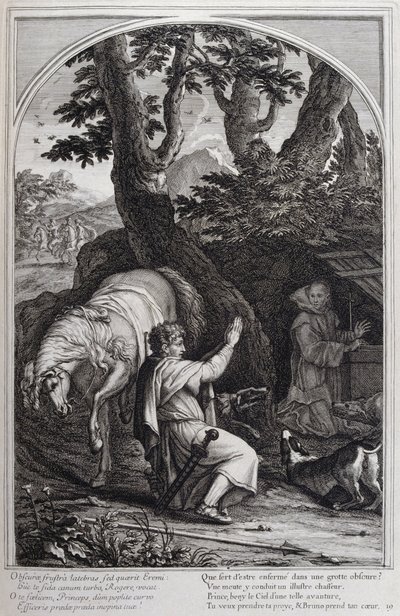 1660年、パリで制作された「シャルトル騎士団の創設者、聖ブルーノの生涯」からの挿絵。Eustache Le Sueurの絵画とFran Sois Chauveauのエングレービングによる ©UIG/Leemage 作： Francois Chauveau