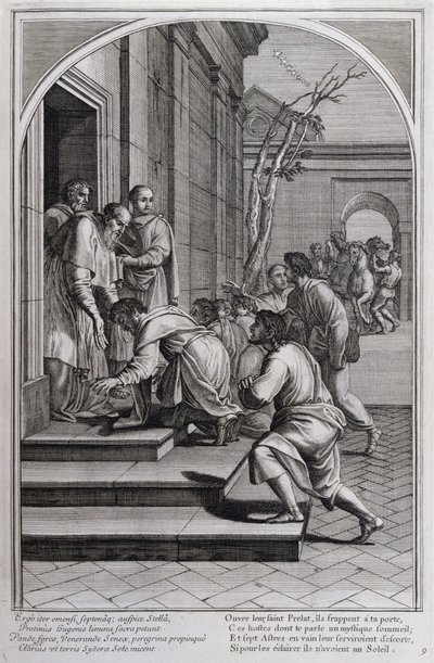 1660年、パリで制作された「シャルトル騎士団の創設者である聖ブルーノの生涯」からの挿絵。Eustache Le Sueurの絵画とFran Sois Chauveauの彫刻による ©UIG/Leemage 作： Francois Chauveau