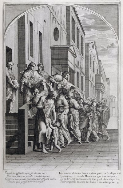 1660年、パリで制作された「シャルトル騎士団の創設者、聖ブルーノの生涯」からの挿絵。Eustache Le Sueurの絵画とFran Sois Chauveauのエングレービングによる ©UIG/Leemage 作： Francois Chauveau