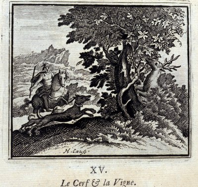 ジャン・ド・ラ・フォンテーヌ（1621-95）の寓話集。フランソワ・ショーボー（1613-1676）によるイラスト。1728年の版。 作： Francois Chauveau
