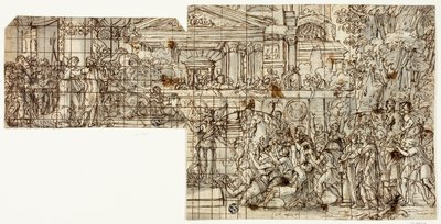 神話の情景：アレクサンダーの凱旋（レクト） 作： Francois Chauveau