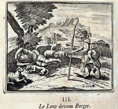 ジャン・ド・ラ・フォンテーヌ（1621-95）の寓話集。挿絵はフランソワ・ショーボー（1613-1676）。1728年の版。 作： Francois Chauveau