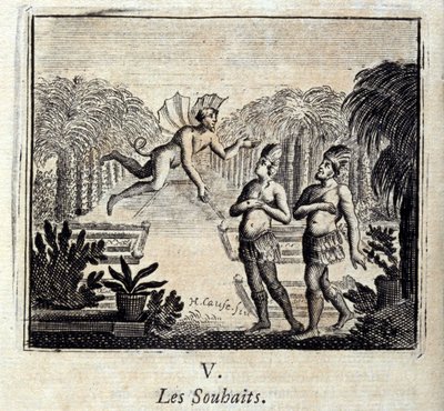 ウィッシュ。ジャン・ド・ラ・フォンテーヌ（1621-95）の寓話集。フランソワ・ショーボー（1613-1676）によるイラスト。1728年の版。 作： Francois Chauveau