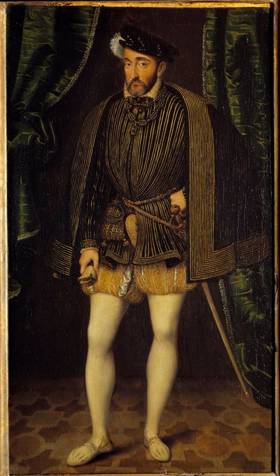 フランス王アンリ2世（1519-1559）の肖像。フランソワ・クルエ（1515-1572）の工房の絵 作： François Clouet