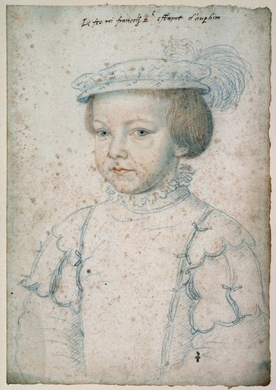 フランス王フランソワ2世（1544-1560）の肖像。フランソワ・クリュエ（1515-1572）によるドローイング 作： François Clouet