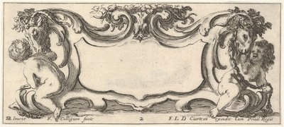 プレート 2: 後ろから左に見た子供と ... から見た子供のカルトゥーシュ。 1640-45。 作： Francois Collignon