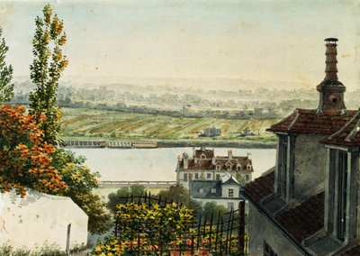 セントクラウドの高さからのセーヌ川の眺め、1791年 作： Francois Debret