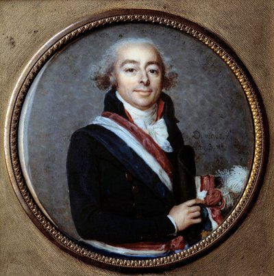 フランス革命。フランソワ・デュモン・レイン（1751-1831）による象牙に描かれた細密画「任務に就いた人民代表の衣装を着たフランソワ・アントワーヌ・ボワシー・ダングラ伯爵（1756-1826）の肖像」。1793-1794. 作： Francois Dumont