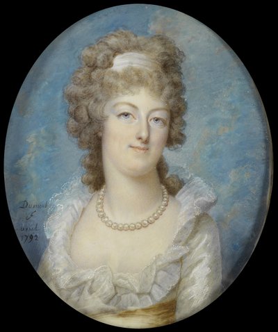 真珠のネックレスをしたマリーアントワネット女王の肖像、1792年 作： Francois Dumont