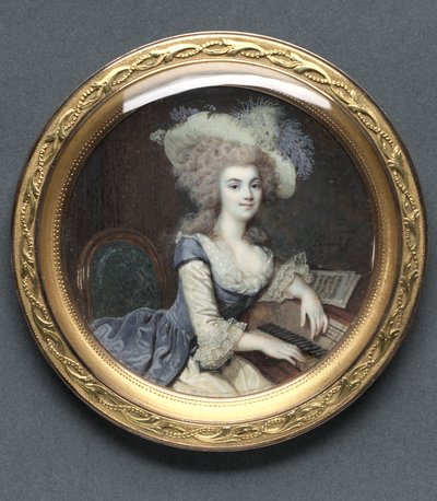 ハープシコードでの女性の肖像、c。 1788。 作： Francois Dumont