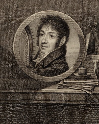 ハープ奏者で作曲家のジャン＝エーメ・ヴェルニエの肖像、1769～1840年頃。 1800年。 作： Francois Dumont
