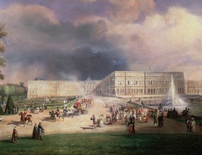 1844年5月、フランス・ヴェルサイユのグランド・ゾーに出席するフランス国王ルイ・フィリップとその家族、ケント公爵夫人（詳細画 作： Francois Edme Ricois
