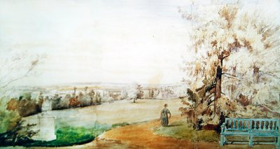 マルリールロワでのムッシュジェルインの公園の眺め、1837年（紙、トイレ） 作： Francois Edme Ricois