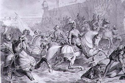 1558年、第2代ギーズ公フランシス（1519-63）によるカレーの奪取、アメデ・フェリックス・バルテルミー・ゲイリー（1802-43）（エングレービング 作： Francois Edouard (after) Picot