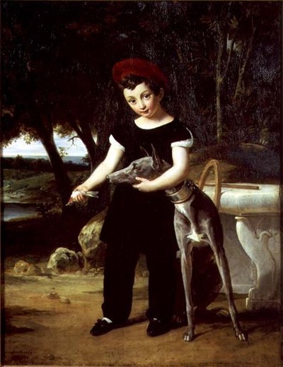 フランスのアンリ（1820-83）ヴィルヌーヴレタン城のアングレーム公爵夫人の家にあるボルドー公、1826年 作： Francois Edouard Picot