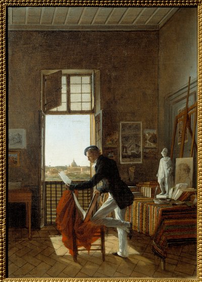 ヴィラ・メディシスのフランソワ・エドゥアール・ピコ(1786-1868)の工房。ジャン・アラウ・ディット・ル・ロマン（1786-1864）の絵画 作： Francois Edouard Picot