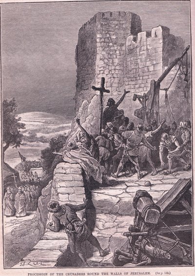 エルサレムAD 1097の壁を巡る十字軍の行列 作： Francois Edouard Zier