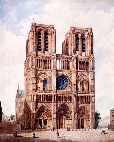 パリ・ノートルダム大聖堂のファサード フランソワ・エティエンヌ・ヴィルレ（1800年頃～1866年）の絵画 19世紀 パリ、カルナヴァレ美術館蔵 作： Francois Etienne Villeret