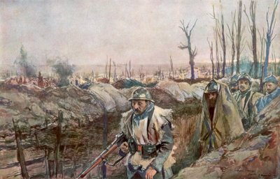 1915年12月18日、1926年、フランス、アルトワのスシェ村にあるフランス海溝。 作： Francois Flameng