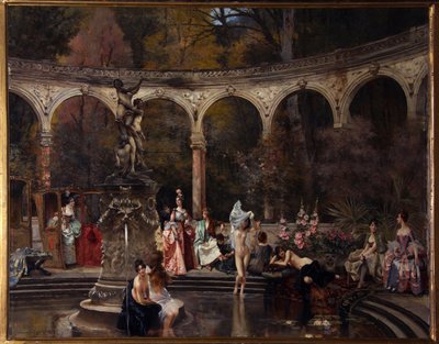 18世紀の娼​​婦の浴場 - フランソワ・フラメン（1856-1923）による絵画、キャンバスに油彩 作： Francois Flameng