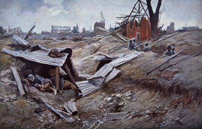 第一次ソンムの戦い、1916年6月〜9月。廃墟となったドンピエール村のフランス軍 作： Francois Flameng