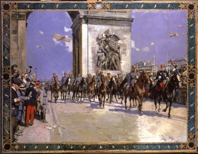 歴史。 フランス。 第一次世界大戦。 7 月 4 日、パリの勝利パレード 作： Francois Flameng