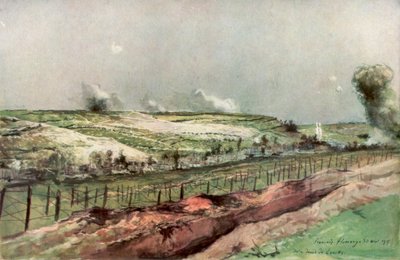 砲撃中のノートルダムドロレットとサンナゼール、アブラン、フランス、アルトワ、1915年、1926年。 作： Francois Flameng
