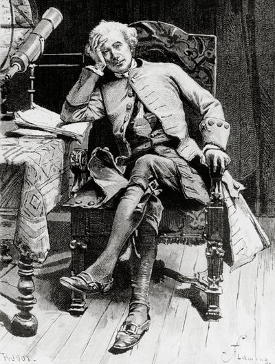 ガイ・マネリングまたは占星術師の主人公、ウォルター・スコット（1771-1832）の小説、フランソワ・フラメン（1856-1923）による描画後の彫刻、パリ版からのガイ・マネリングの肖像 作： Francois Flameng