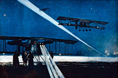 夜間飛行、模擬爆撃からの帰還 作： Francois Flameng