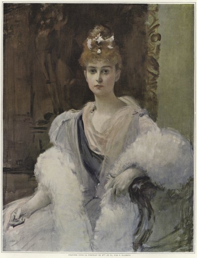 Mme de Mのポートレートのスケッチ 作： Francois Flameng