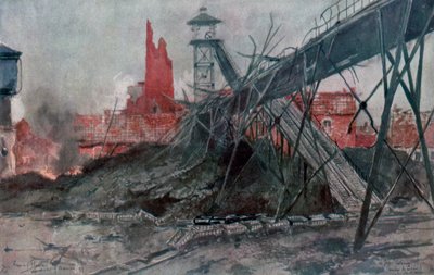 リエビンの鉱山：カロンヌピット、アルトワ、フランス、第一次世界大戦、1915年。 作： Francois Flameng