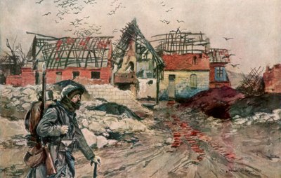 1915年12月18日、1926年、フランス、アルトワのアブランサンナゼールの遺跡。 作： Francois Flameng