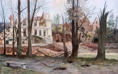 家の廃墟、スピリ、第一次世界大戦、1917年4月。 作： Francois Flameng