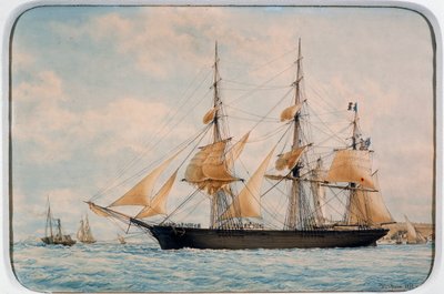 ニューヨーク・オーシャン・ヘラルドのクリッパー、フランソワ・ルー（1811-1882）作、水彩画 作： Francois Geoffroy Roux