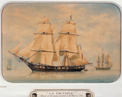 フランスのフランソワ・ルー（1811-1882）が1792年に建造したブリッグ「タクティック」。 作： Francois Geoffroy Roux