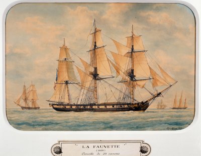 コルベット「フォーベット」Francois Roux（1811-1882）作、水彩画、フランス 作： Francois Geoffroy Roux